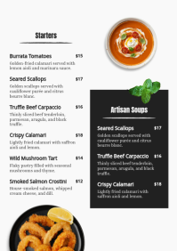 Black Restaurant Menu A4 Template - Page 2