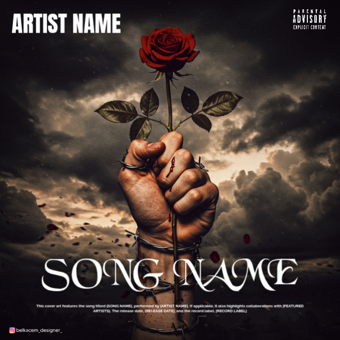 Plantilla de Black Professional Roses Peace War Album Cover | PosterMyWall