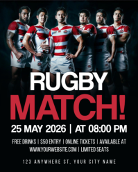 Black Professional Rugby Match Event Instagram Portrait template