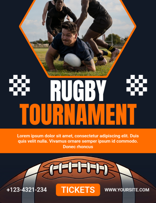 Black Professional Rugby Tournament Flyer (us Letter) Template ...