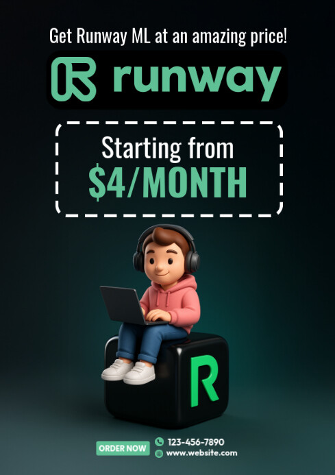 Black Professional Runway Ml Subscription Selling Ad Template A4