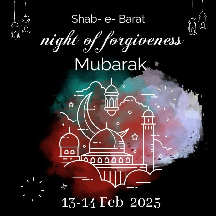 Black Professional Shab-e-barat Mubarak Instagram Plasing template