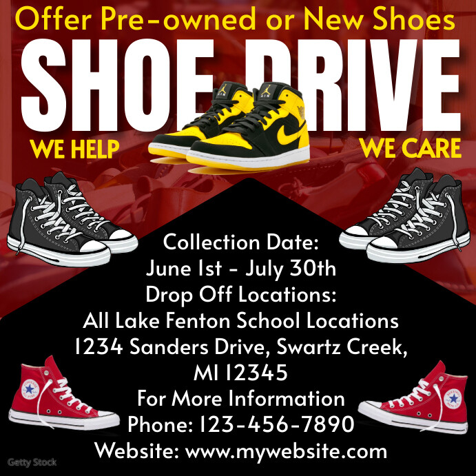 Black Professional Shoe Drive Flyer Instagra Template PosterMyWall