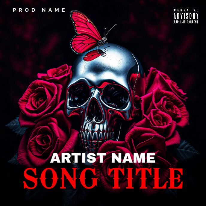 Copy of Black Professional Skull And Roses Metalic Album Cover ...