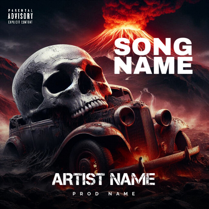 Black Professional Skull Car Album Cover Template | PosterMyWall