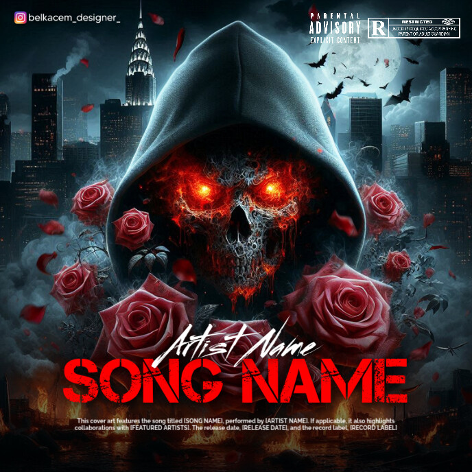 Black Professional Skull Red Eyes Album Cover ปกอัลบั้ม template