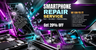 Zwart Smartphone Repair Service Facebook-annonce Template