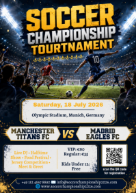 Black Professional Soccer Championship Tournament A3 template