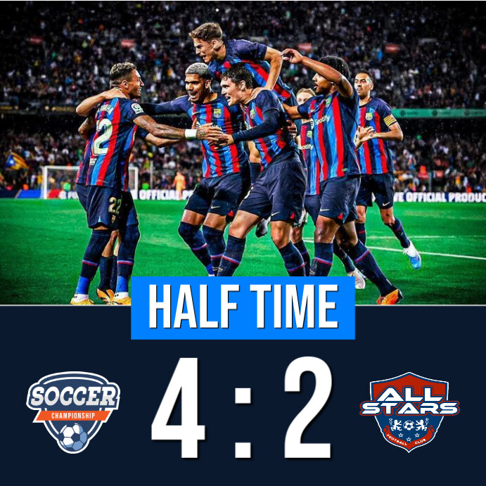 Plantilla de Black Professional Soccer Half Time Instagram Post ...