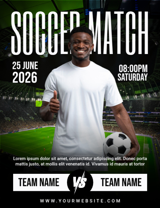 Black Soccer Match Flyers Template | PosterMyWall