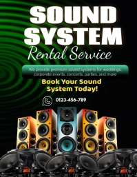 Black Professional Sound System Rental Service Flyer (us Letter) template