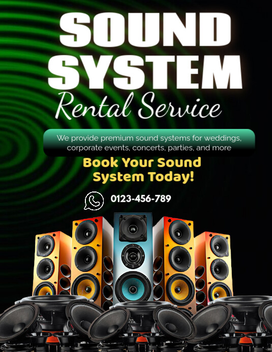 Copy of Black Professional Sound System Rental Service Flyer (us Letter ...