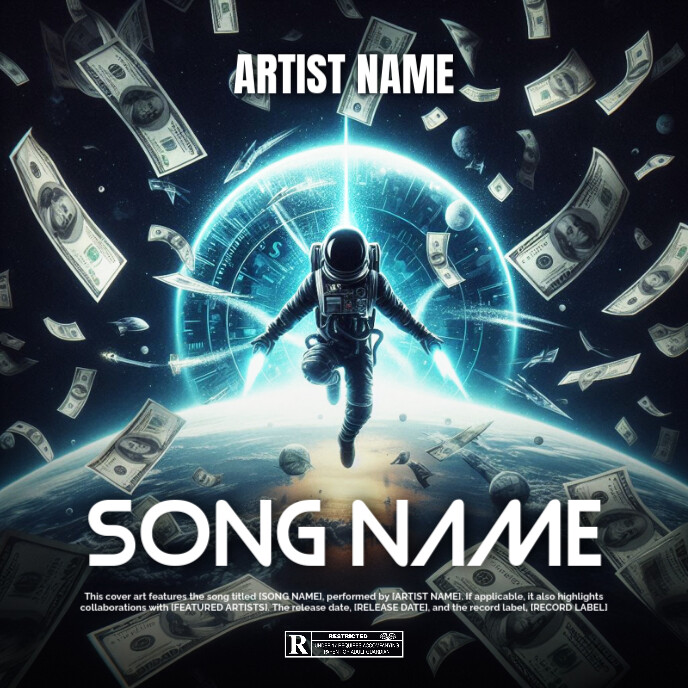 Black Professional Space astronaut Album Cover Template PosterMyWall