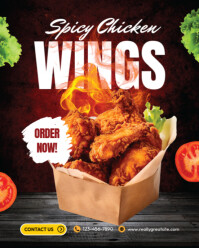 Black Professional Spicy Chicken Instagram Portrait template
