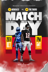 Black Professional Sports Flyer, Match Day Poster, Tournament Flyer, Game Day Template, Sports Event