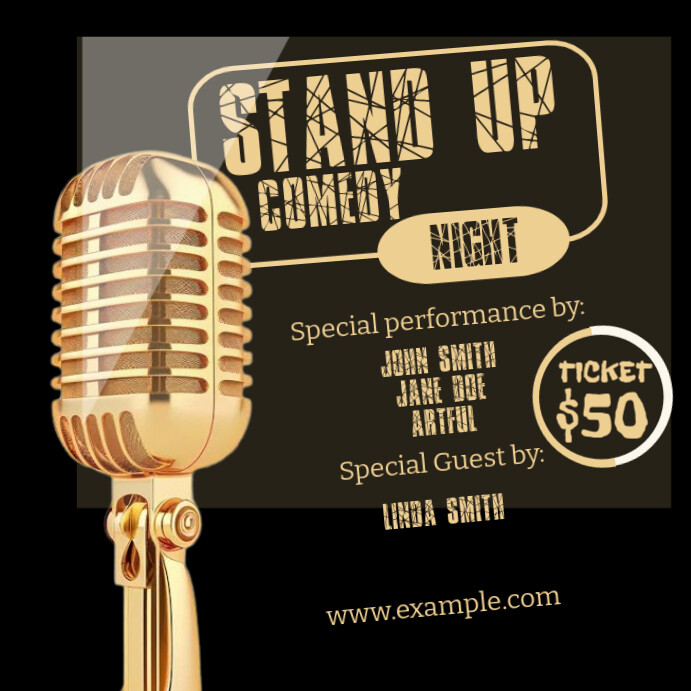 Black Professional Stand Up Comedy Poster Design Instagram Post ...