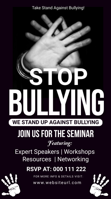 Black Professional Stop Bullying, Anti Bullying, event Instagram Story template