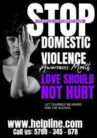 Black Professional Stop Domestic Violence Post Design Template A5
