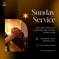 黑色 Sunday Church Service Instagram Post Template - Page 1