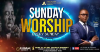 Black Professional Sunday Worship Service Facebook Shared Image Video Isithombe Esabiwe ku-Facebook template