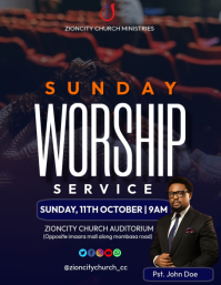 Morado Sunday Worship Service Flyer Template