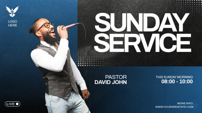Black Professional Sunday Worship Youtube Thumbnail Template | PosterMyWall