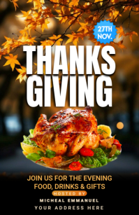 Black Thanksgiving Dinner Event ความกว้างแบบครึ่งหน้า Template