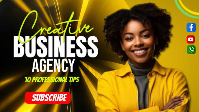 Black Professional Thumbnail Creative Business Agency Tips Youtube Thumbnail template