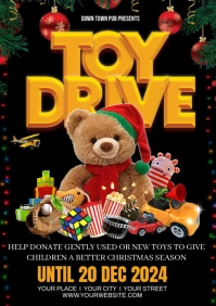 Black Professional Toy Drive Poster A3 template
