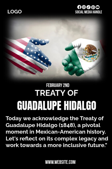 Black Professional Treaty Of Guadalupe Hidalgo Poster Template ...