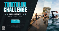 สีดำ Triathlon Challenge ภาพที่แชร์บน Facebook Template