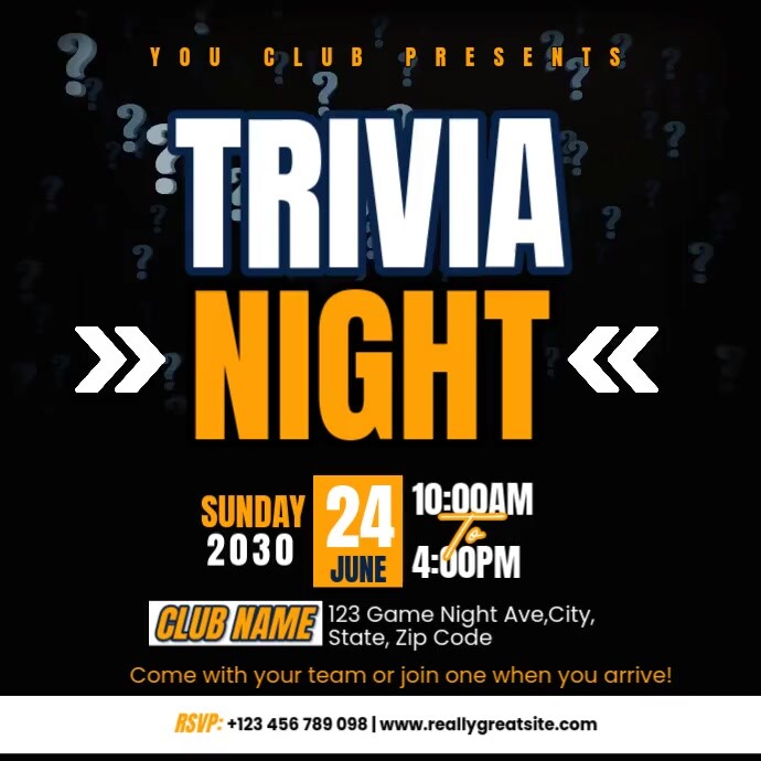 Black Professional Trivia Night video Instagram Post template