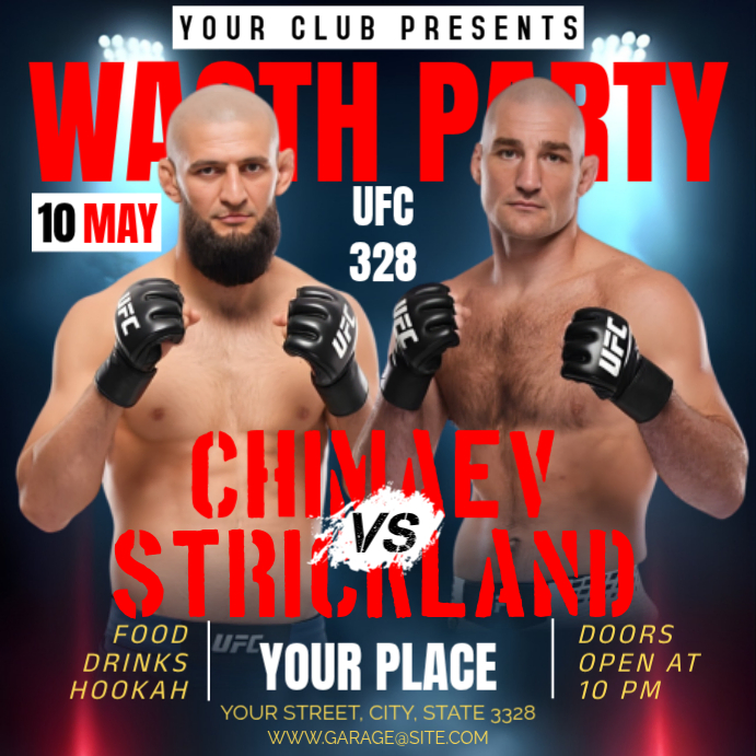 Plantilla de Black professional ufc watch party instagram post ...