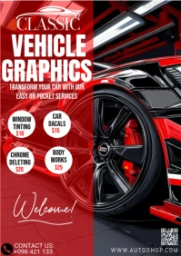 Black Professional Vehicle Wrapping Flyer A4 template