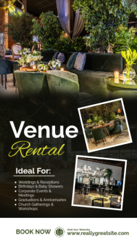 Black Venue Rental เรื่องราวบน Instagram Template