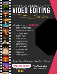 Black Video Editing Services Løbeseddel Template