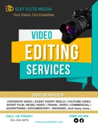 Black Professional Video Editing Services Fly Flyer (US Letter) template