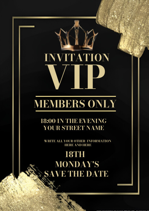 Black Professional Vip Invite A4 Template | PosterMyWall