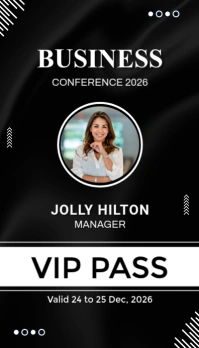 Black Professional Vip Pass  Business Card Tarjeta de Presentación template