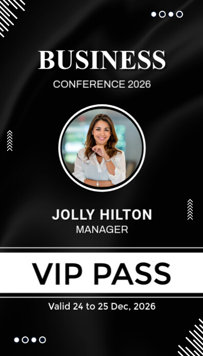 Black Professional Vip Pass  Business Card Cartão de visita template