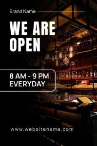Black Professional We Are Open Cafe Poster template