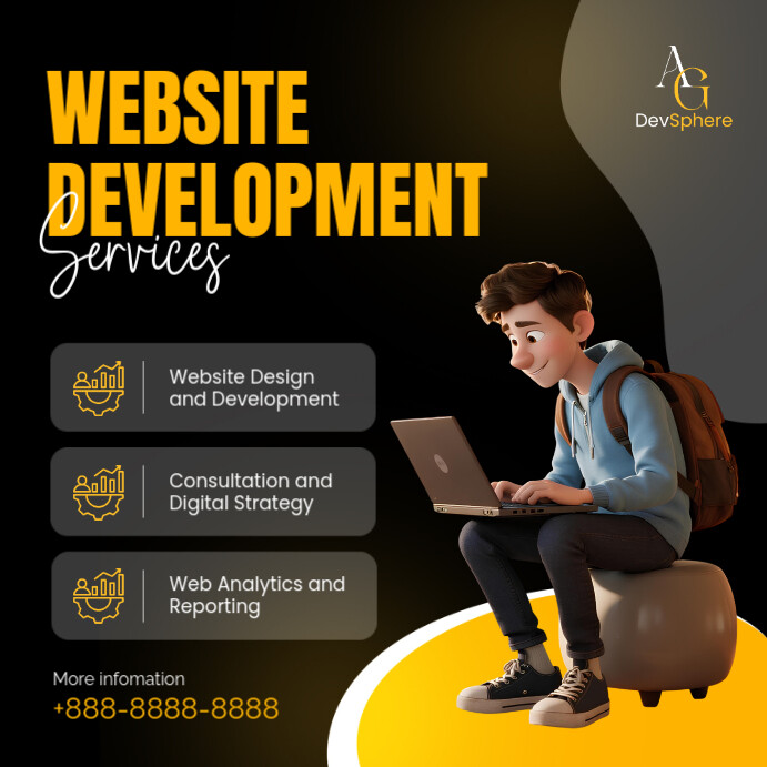 Black Professional Website Development Services  Instagram Post template