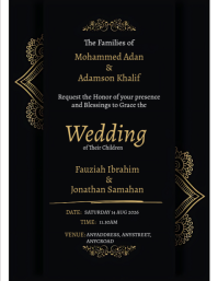 Black Professional Wedding Invitation Flyer Pamflet (Letter AS) template