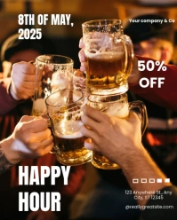 Black Professional White Vibrant Happy Hour Instagram Portrait template