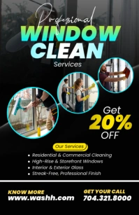 Black Professional Window Cleaning Tabloid Tablóide template