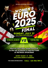 Black Professional Women's Euro 2025 Final Game Day A4 Flyer template