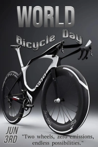 Black Professional World Bicycle Day Design Template  Pinterest Graphic