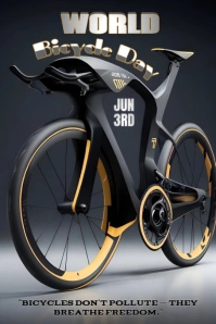 Black Professional World Bicycle Day Design Templates  Pinterest Graphic