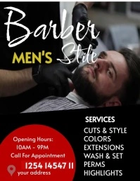 Black Professionale Barber Volantino (us Lett template