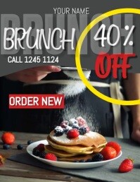 สีน้ำตาล Brunch Promotion Flyer Template